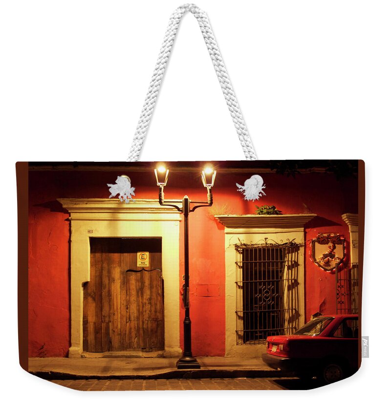 Oaxaca City Weekender Tote Bag featuring the photograph Night Street Oaxaca by Lorena Cassady
