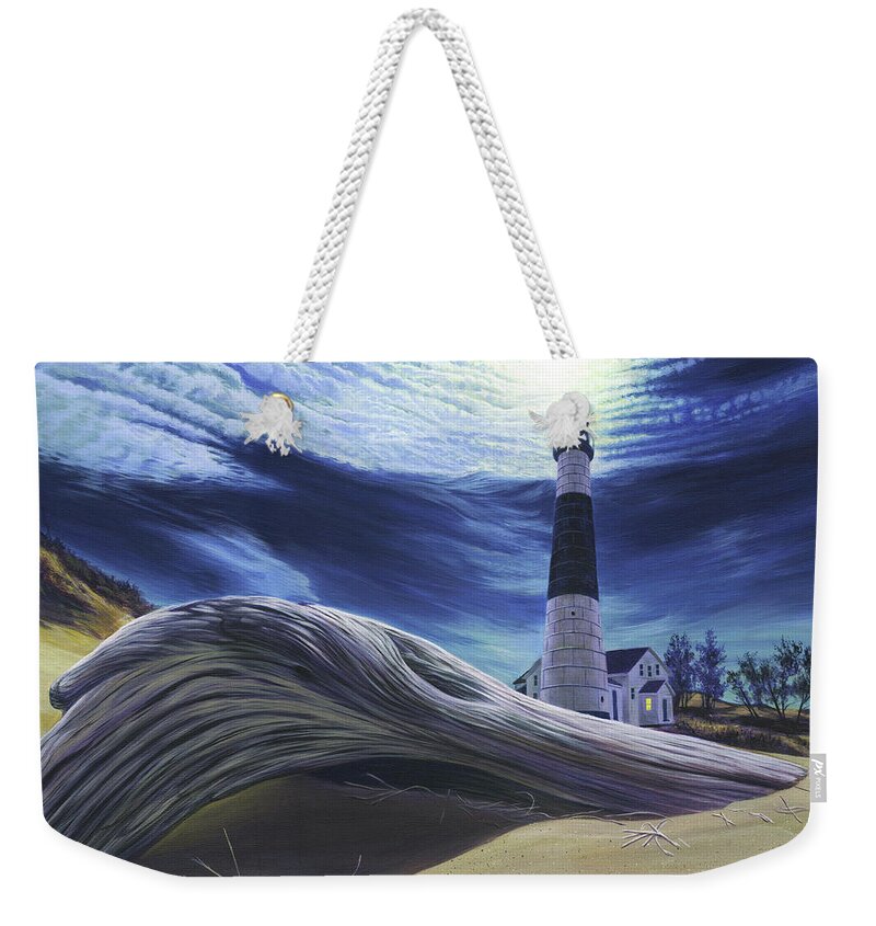 Painting Weekender Tote Bag featuring the painting Night Watch at Big Sable Lighthouse by Garth Glazier