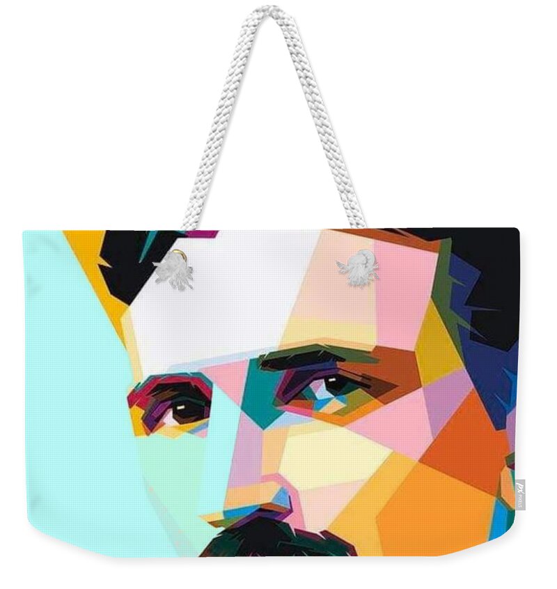 Nikola Tesla Weekender Tote Bag featuring the digital art Nikola Tesla by Vesna Antic