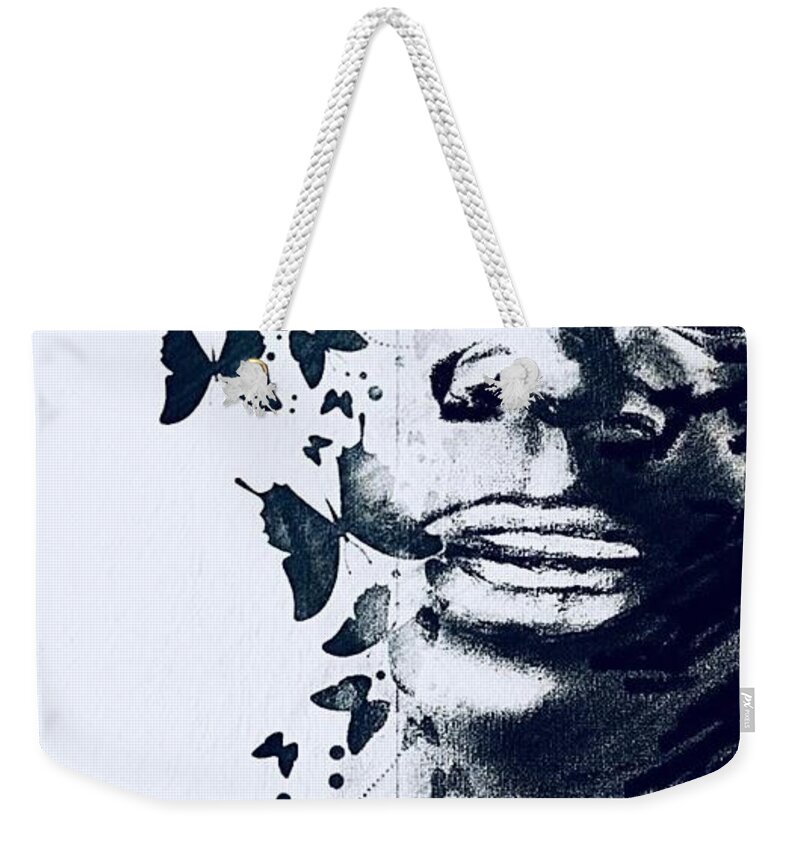  Weekender Tote Bag featuring the mixed media Nina by Angie ONeal