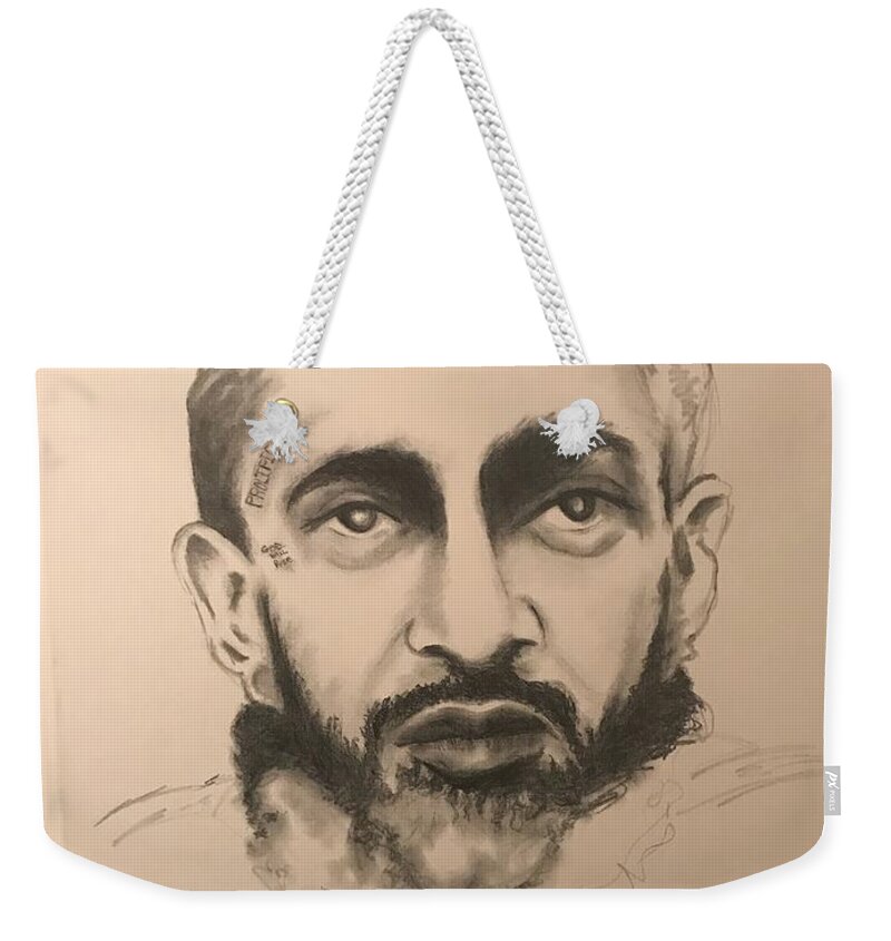  Weekender Tote Bag featuring the drawing NIP by Angie ONeal