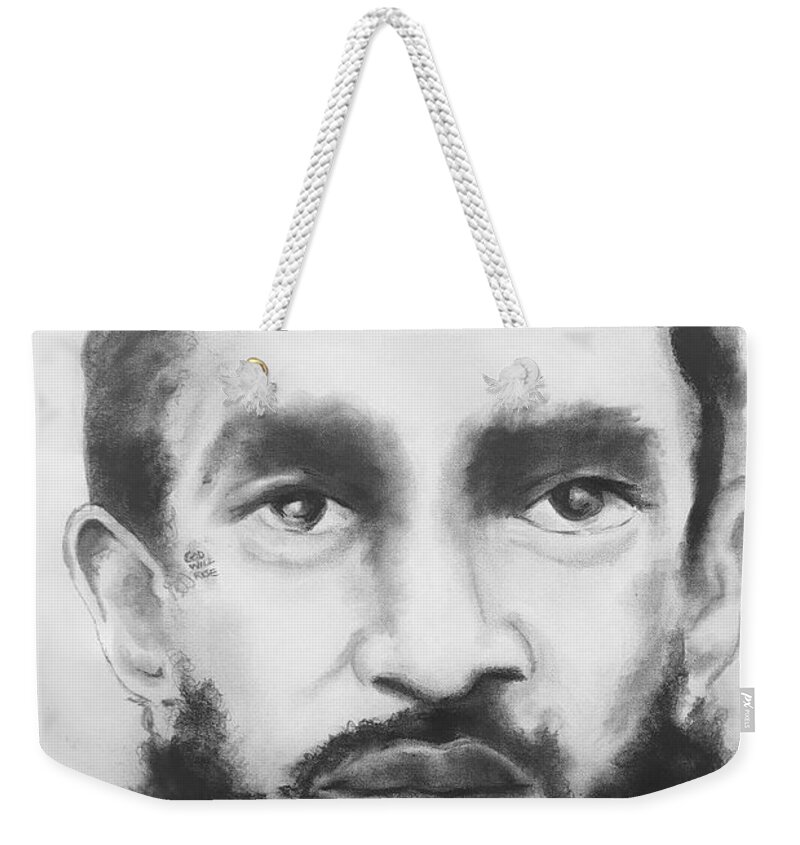  Weekender Tote Bag featuring the drawing Nipsey by Angie ONeal