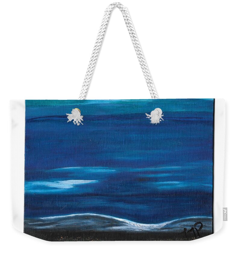 Blue Weekender Tote Bag featuring the painting No End in Sight by Esoteric Gardens KN