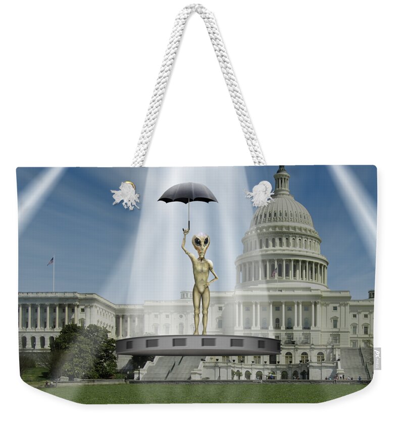 Washington Dc Weekender Tote Bag featuring the photograph No Intelligent Life Here D C by Mike McGlothlen