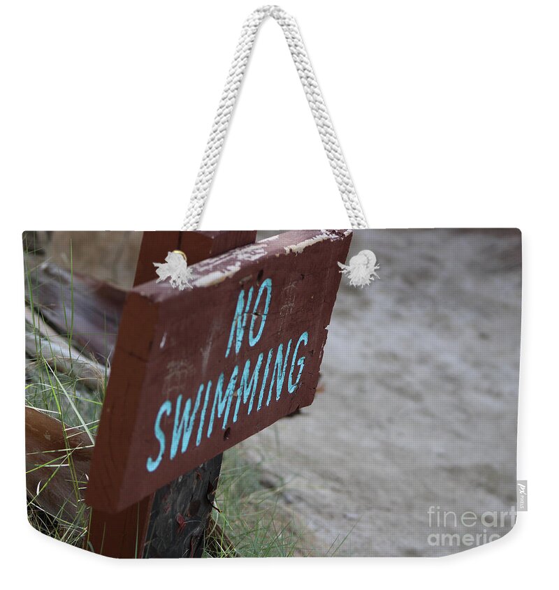 No Swimming Weekender Tote Bag featuring the photograph No Swimming Coachella Valley Wildlife Preserve by Colleen Cornelius