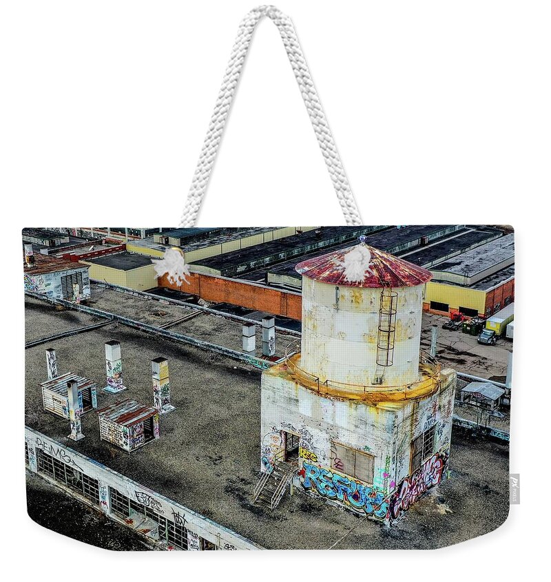 Detroit Weekender Tote Bag featuring the photograph None Shall Pass DJI_0666 by Michael Thomas
