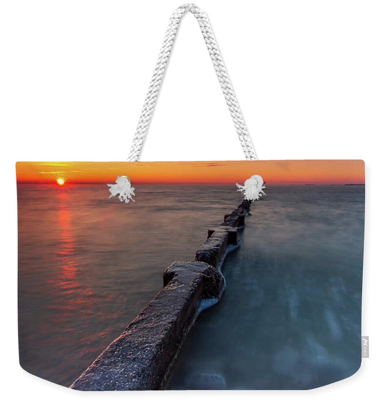 Sheboygan Weekender Tote Bag featuring the photograph North Jetty by Andrew Slater