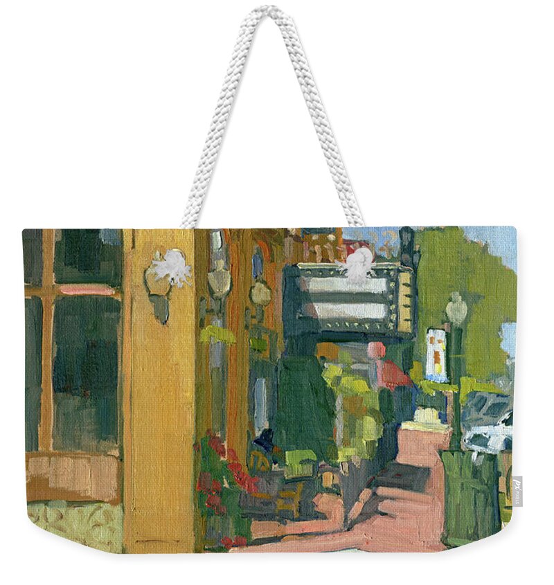San Diego Weekender Tote Bag featuring the painting North Park Theatre, Observatory North Park - San Diego, California by Paul Strahm