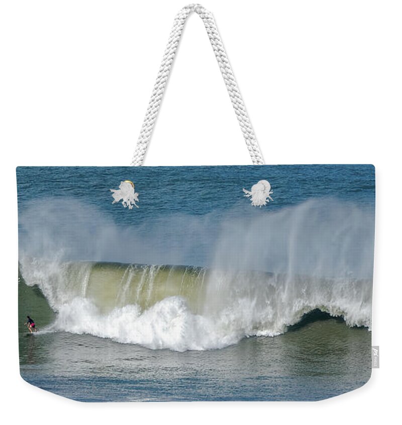 Kauai Weekender Tote Bag featuring the photograph Overhead Wave Surfing. by Doug Davidson