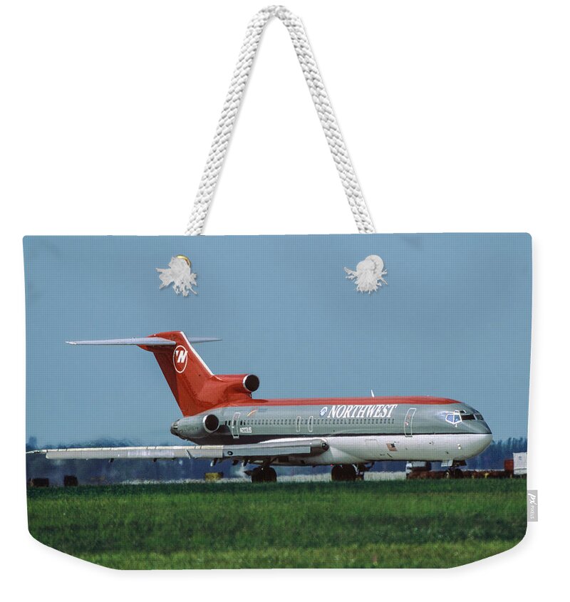 Northwest Airlines Weekender Tote Bag featuring the photograph Northwest Airlines Boeing 727 at Miami by Erik Simonsen