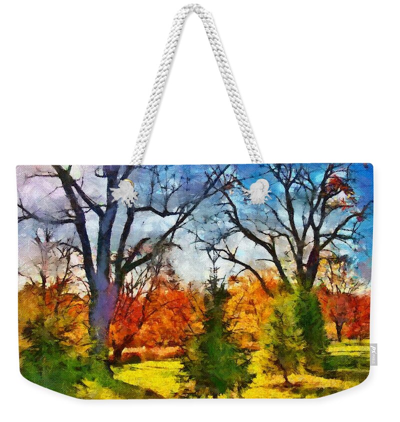 Autumn Weekender Tote Bag featuring the mixed media November Field by Christopher Reed