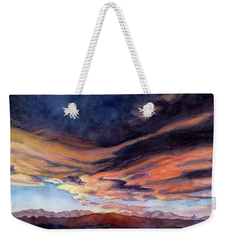 Sunset Painting Weekender Tote Bag featuring the painting November Sky by Anne Gifford