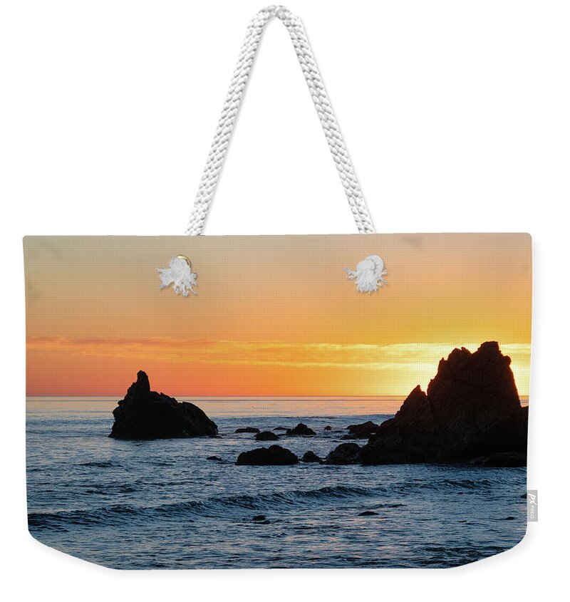 Beach Weekender Tote Bag featuring the photograph November Sunset in Malibu by Matthew DeGrushe