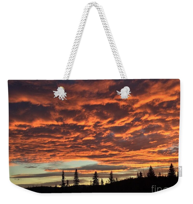 Chilcotin Plateau Weekender Tote Bag featuring the photograph November Sunset by Nicola Finch
