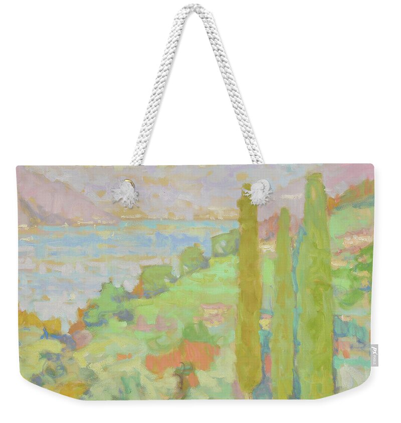 Oil Painting Weekender Tote Bag featuring the painting Golden Days Of November by Jerry Fresia