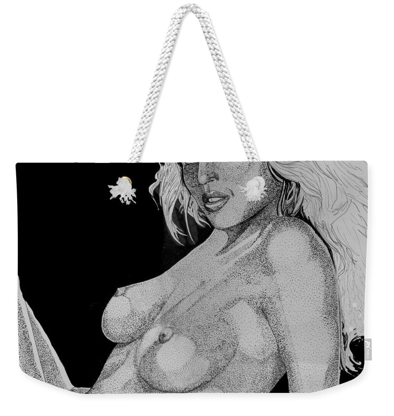 Pen Weekender Tote Bag featuring the drawing Nude by Bill Richards