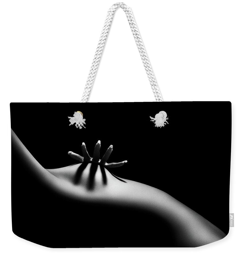 Woman Weekender Tote Bag featuring the photograph Nude woman bodyscape 11 by Johan Swanepoel