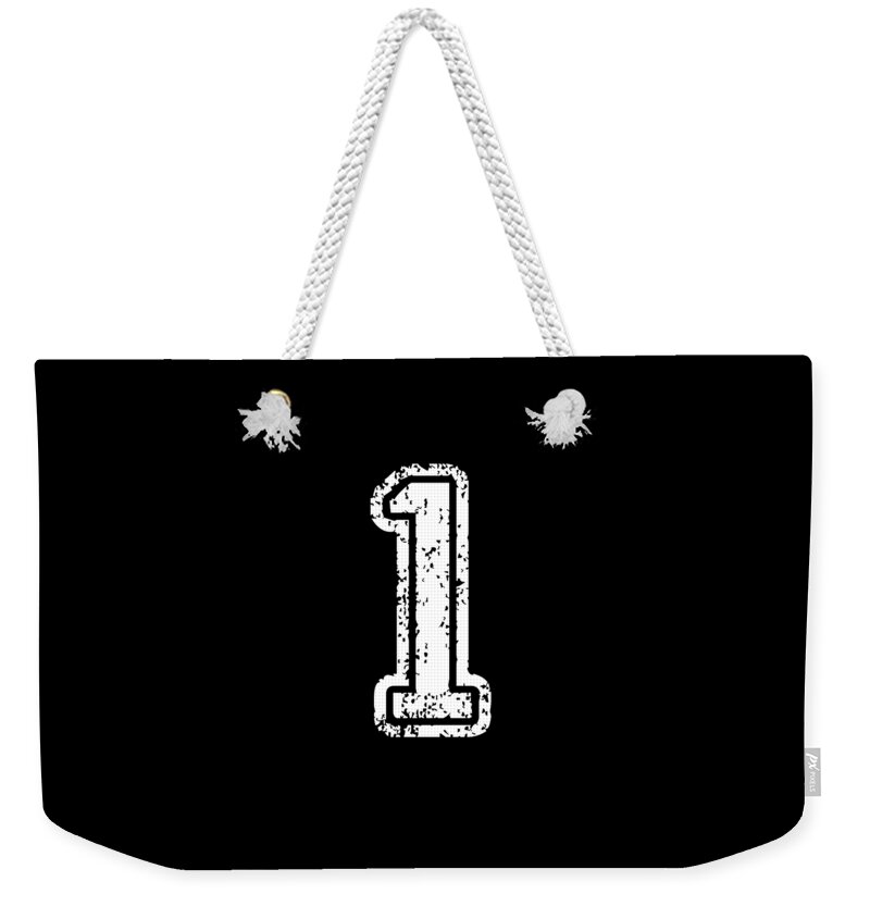 Number 1 Weekender Tote Bag featuring the digital art Number 1 Jersey by Flippin Sweet Gear