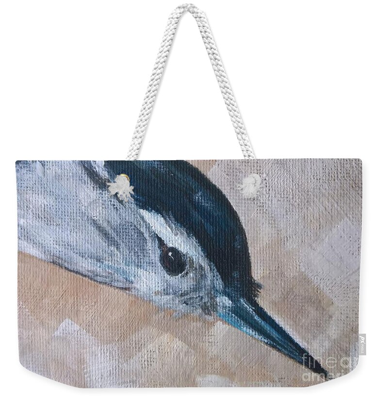 Nuthatch Weekender Tote Bag featuring the painting Nuthatch by Lisa Dionne