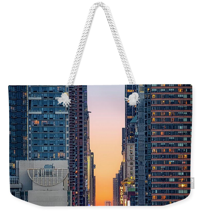 Times Square Weekender Tote Bag featuring the photograph NYC 42 Street by Susan Candelario