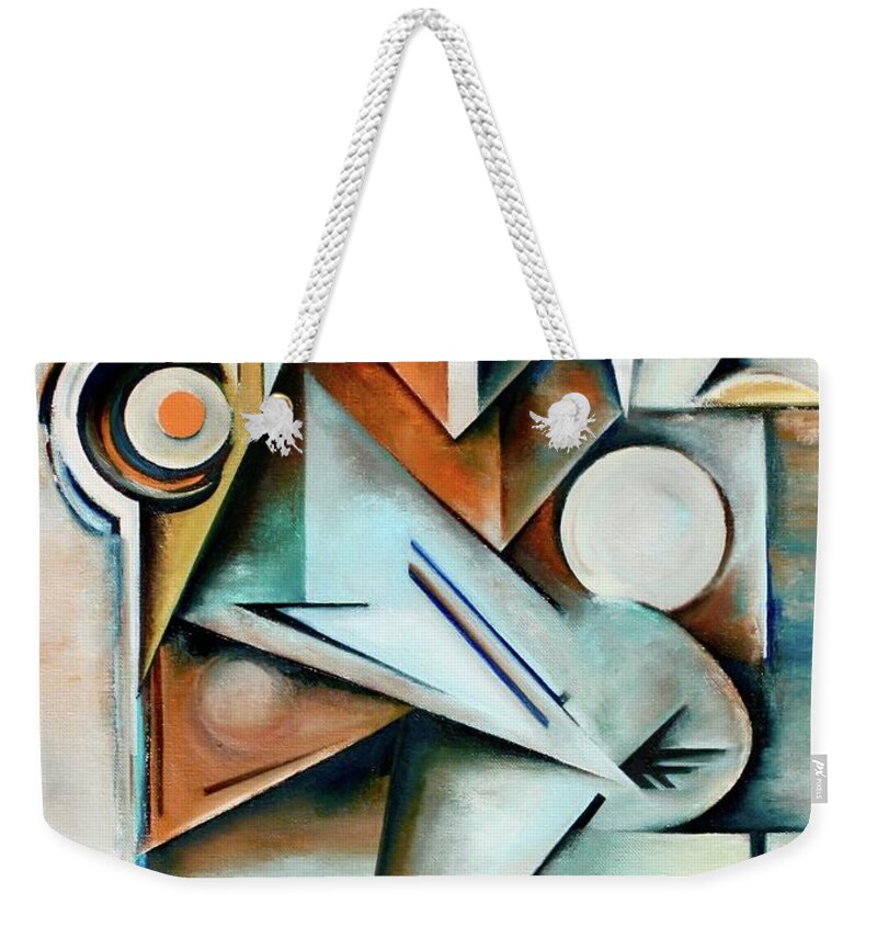 Jazz Weekender Tote Bag featuring the painting Oblique / Quaternate by Martel Chapman