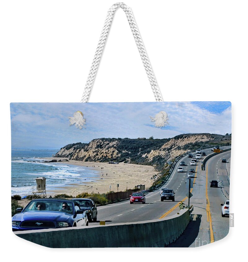 Beach Weekender Tote Bag featuring the photograph Oc On Pch In Ca by Jennie Breeze