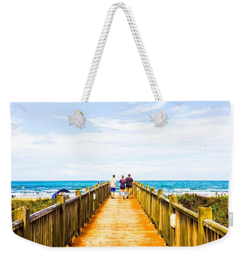  Weekender Tote Bag featuring the digital art Ocean Boardwalk 2 by Kari Myres