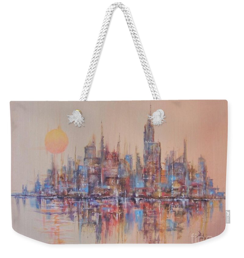 Abstract Weekender Tote Bag featuring the painting Ocean City II by Paul Henderson