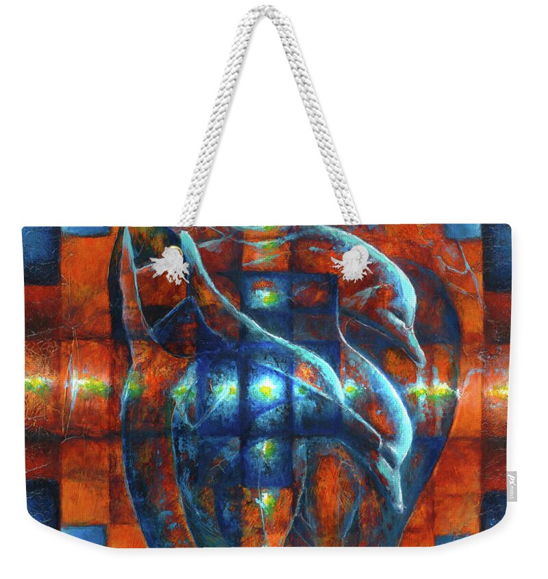 Native American Weekender Tote Bag featuring the painting Ocean Flight by Kevin Chasing Wolf Hutchins
