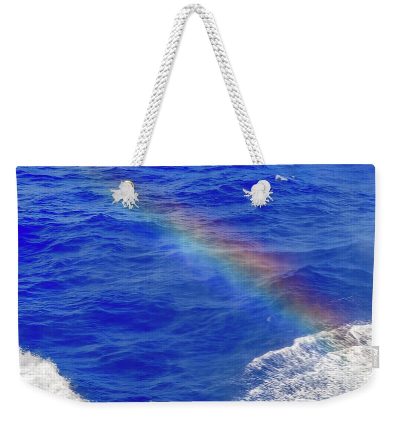 Rainbow; Water; Travel; Color Weekender Tote Bag featuring the photograph Ocean Rainbow by AE Jones