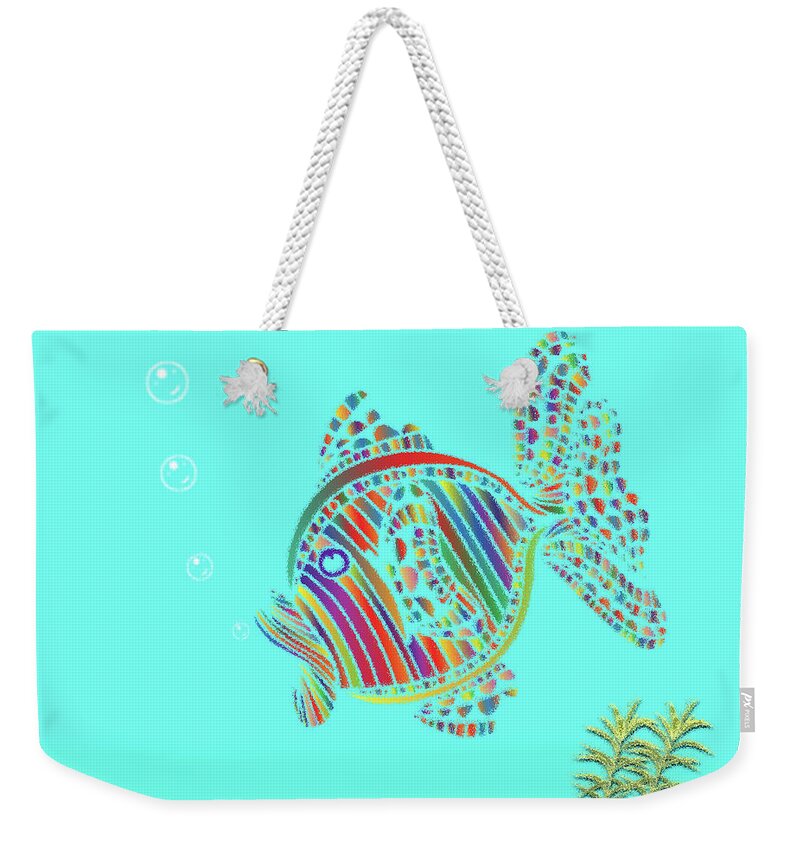 Sea Weekender Tote Bag featuring the digital art Ocean Ripple Pane 1 The Sea Shell by David Dehner