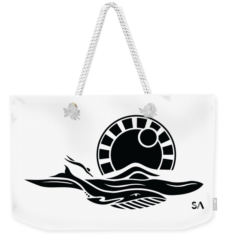 Black And White Weekender Tote Bag featuring the digital art Ocean Swim by Silvio Ary Cavalcante