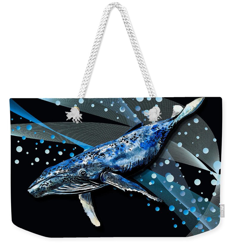 Ocean Weekender Tote Bag featuring the digital art Ocean View Collection Whale 1 by Tina Mitchell
