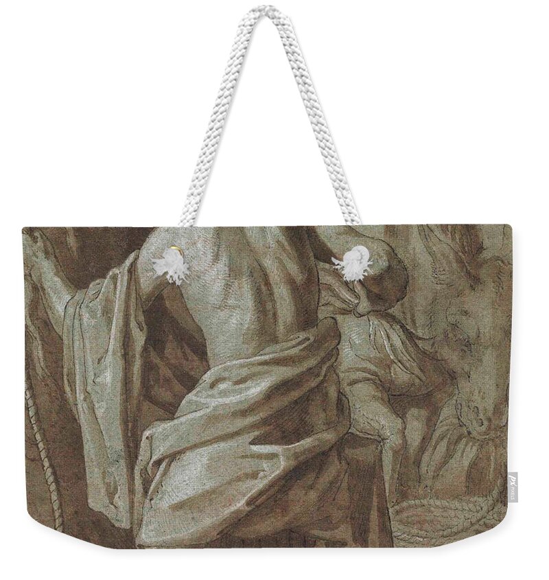 Jacopo Ligozzi Weekender Tote Bag featuring the painting Ocnus. An allegory of the Futility of Labour by Jacopo Ligozzi