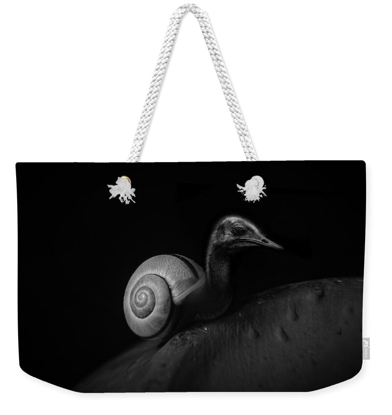 Surreal Weekender Tote Bag featuring the mixed media Odd One Out by Ally White