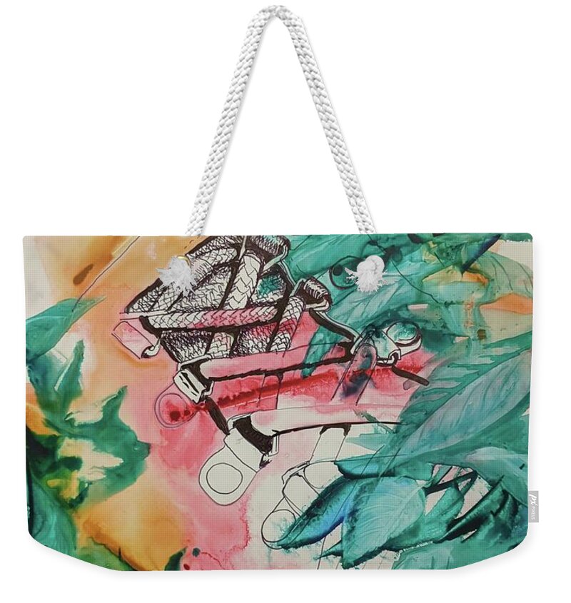 Boot Weekender Tote Bag featuring the painting Off Trail by Tammy Nara