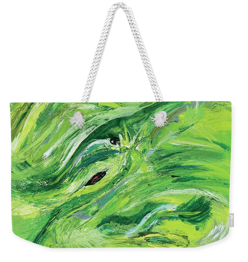 Pallet Knife Weekender Tote Bag featuring the painting Offering by David Feder