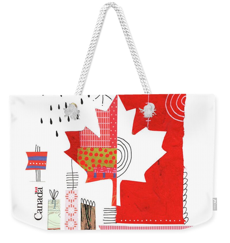 Collage Weekender Tote Bag featuring the mixed media Oh Canada by Lucie Duclos