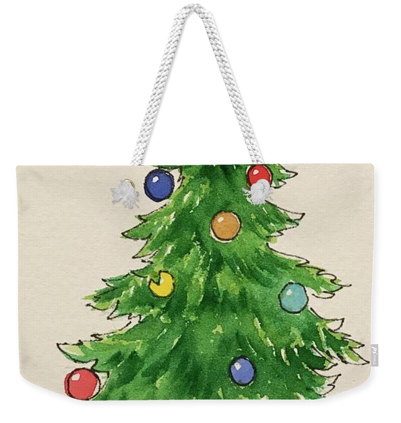 Christmas Tree Weekender Tote Bag featuring the painting Oh Christmas Tree by Marilyn Jacobson