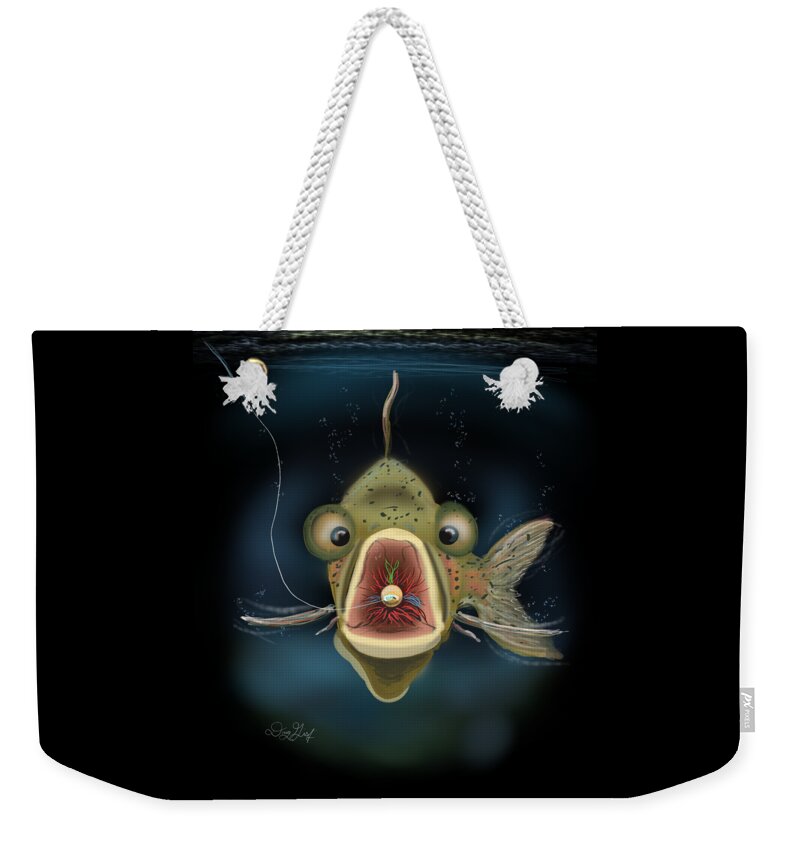 Fly Fishing Weekender Tote Bag featuring the digital art Oh Noooooo by Doug Gist