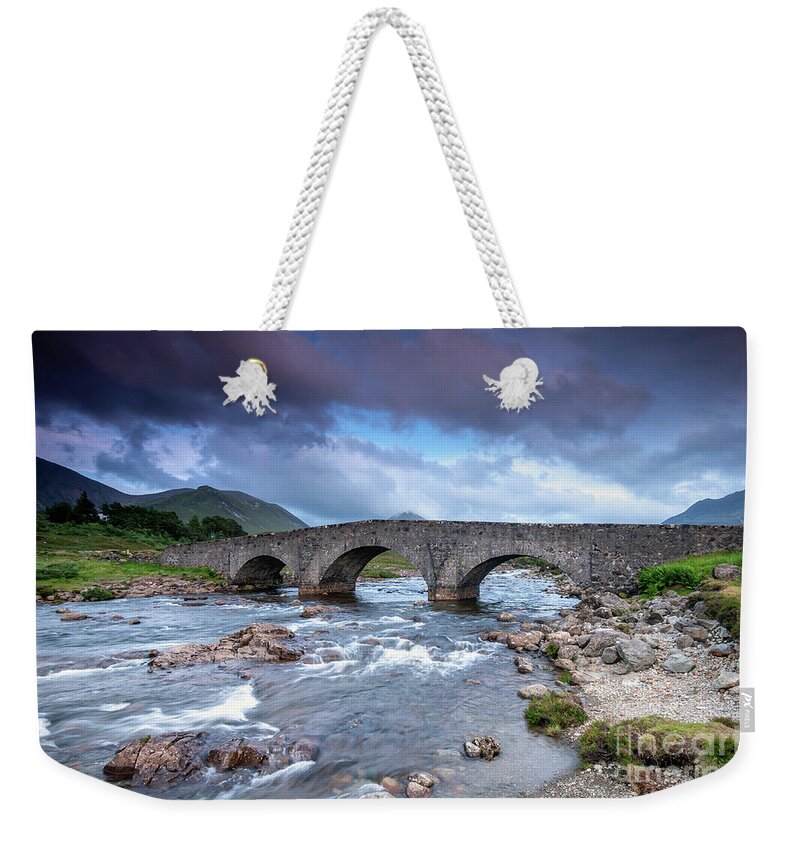 Landscape Weekender Tote Bag featuring the photograph Old Bridge at Sligachan by David Lichtneker