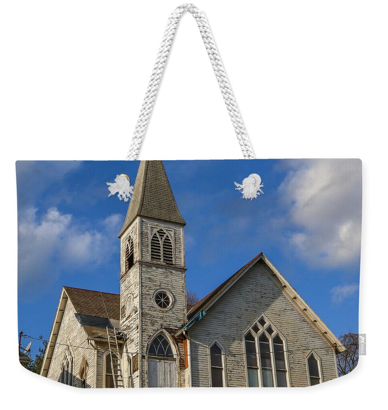 Blue Sky Weekender Tote Bag featuring the photograph Old Country Church by Kevin Craft