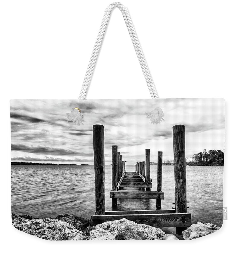 Dock Weekender Tote Bag featuring the photograph Old Dock Near Smyrna NC by Bob Decker