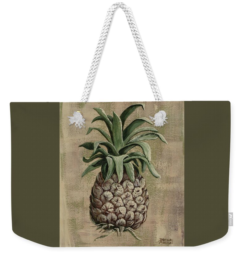 Pineapple Weekender Tote Bag featuring the painting Old Fashion Pineapple 1 by Darice Machel McGuire