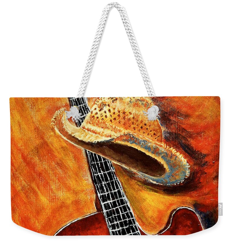 Music Weekender Tote Bag featuring the painting Old Hat, New Axe by Mike Kling
