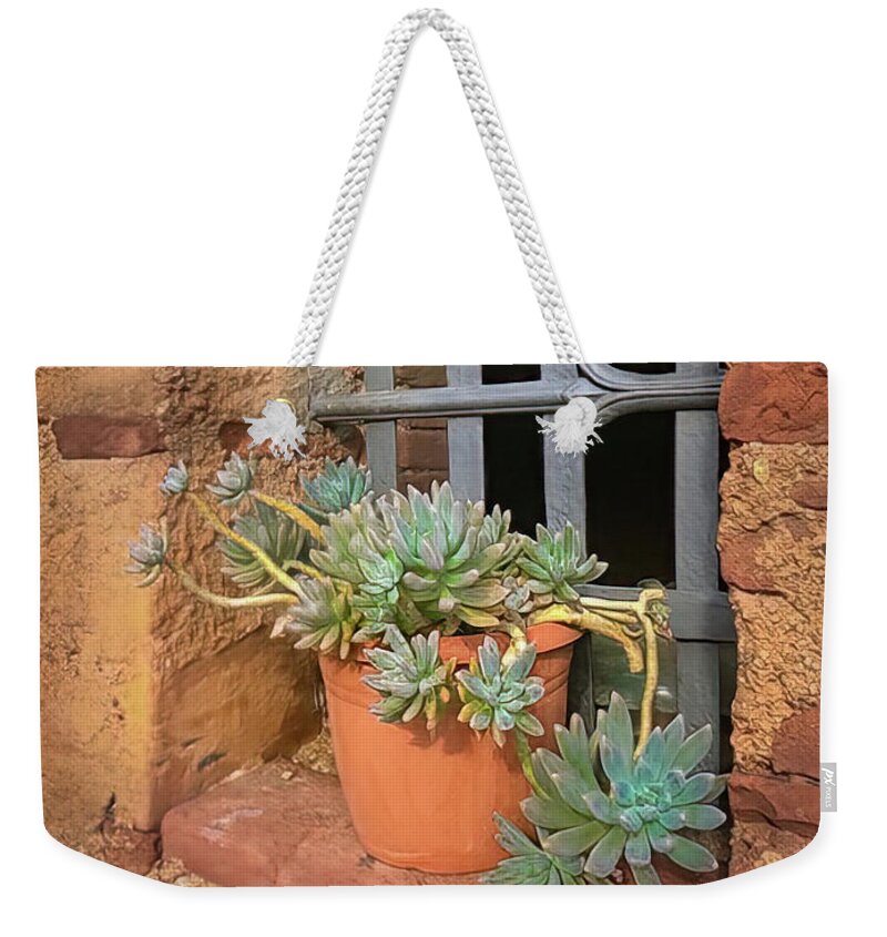 Tuscan Window Weekender Tote Bag featuring the photograph Old Historic Tuscan Windowsill by Rebecca Herranen