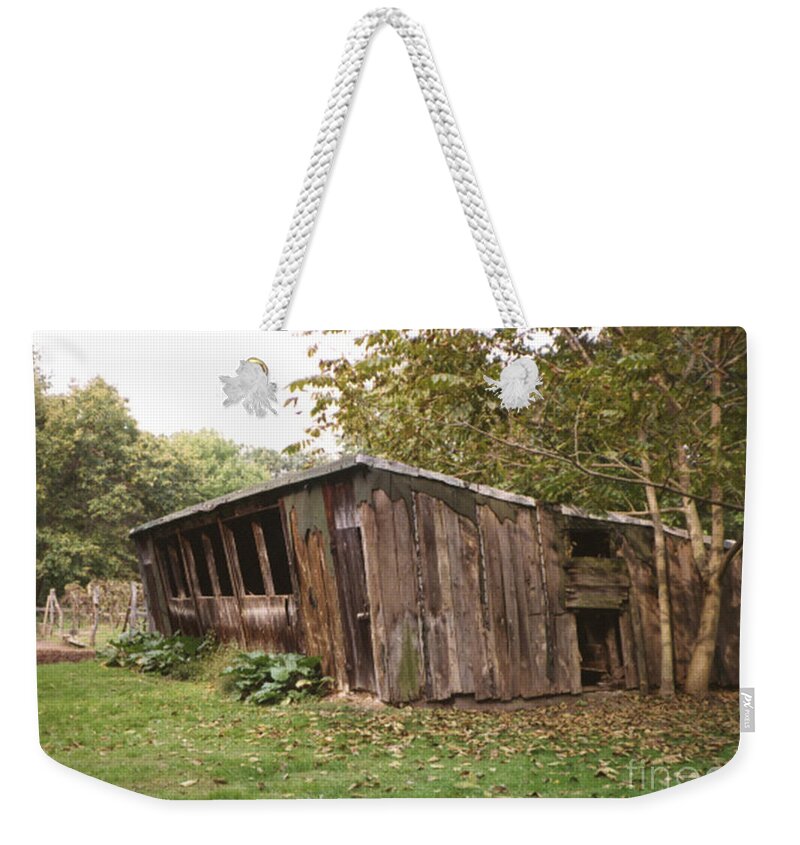 Days Gone By Weekender Tote Bag featuring the photograph Old lean to by Cindy Murphy
