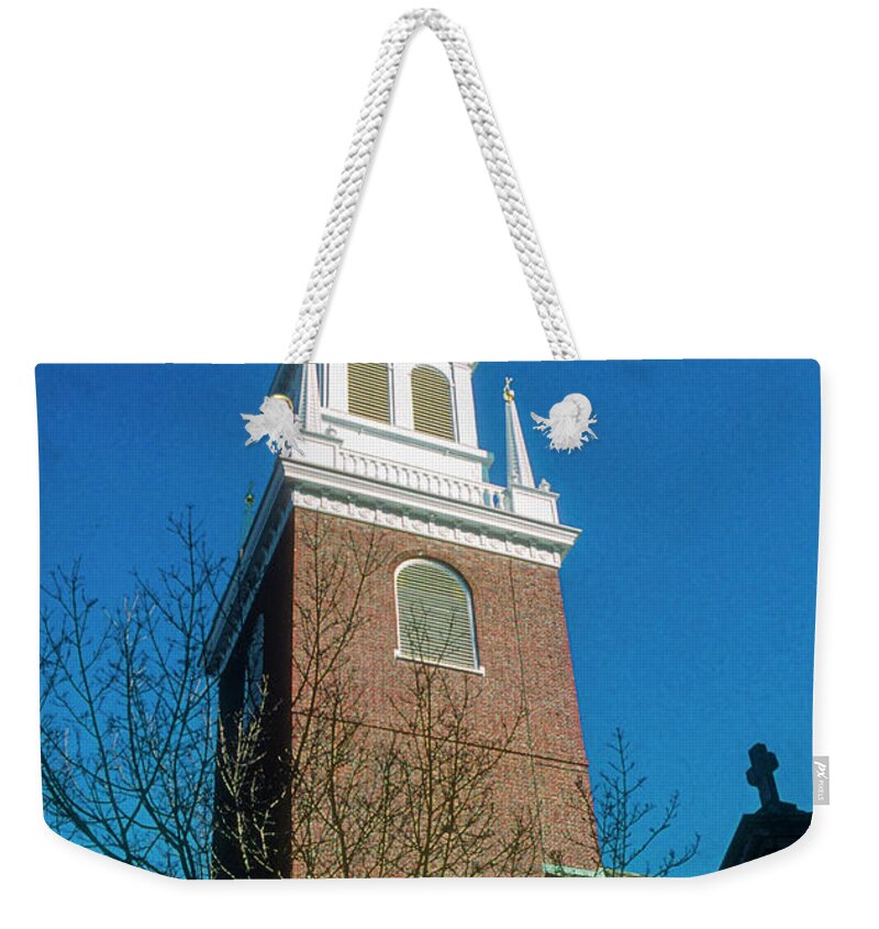 Boston Weekender Tote Bag featuring the photograph Old North Church Tower by Bob Phillips