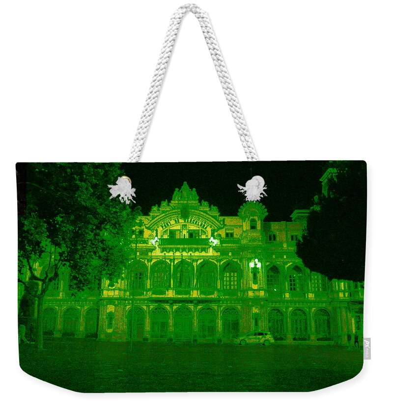 Port Weekender Tote Bag featuring the photograph Old Port de Barcelona at night by Lisa Mutch