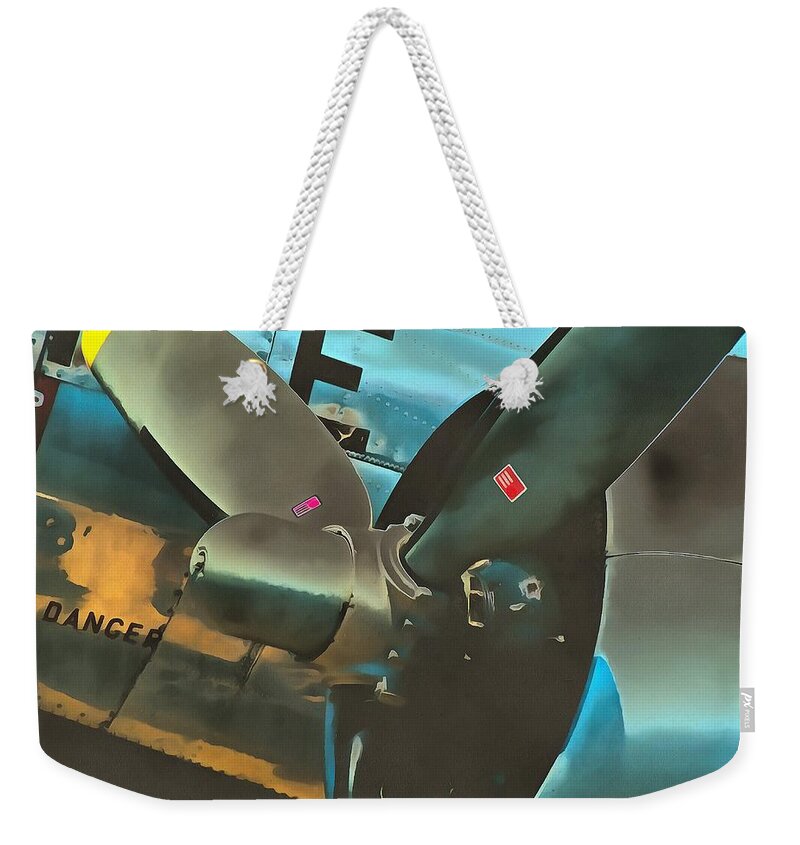 C-47 Weekender Tote Bag featuring the mixed media Old Prop by Christopher Reed
